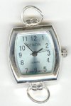 1 29x22mm Watch Face Two Loop Rectangle Silver Tone with Light Aqua Face